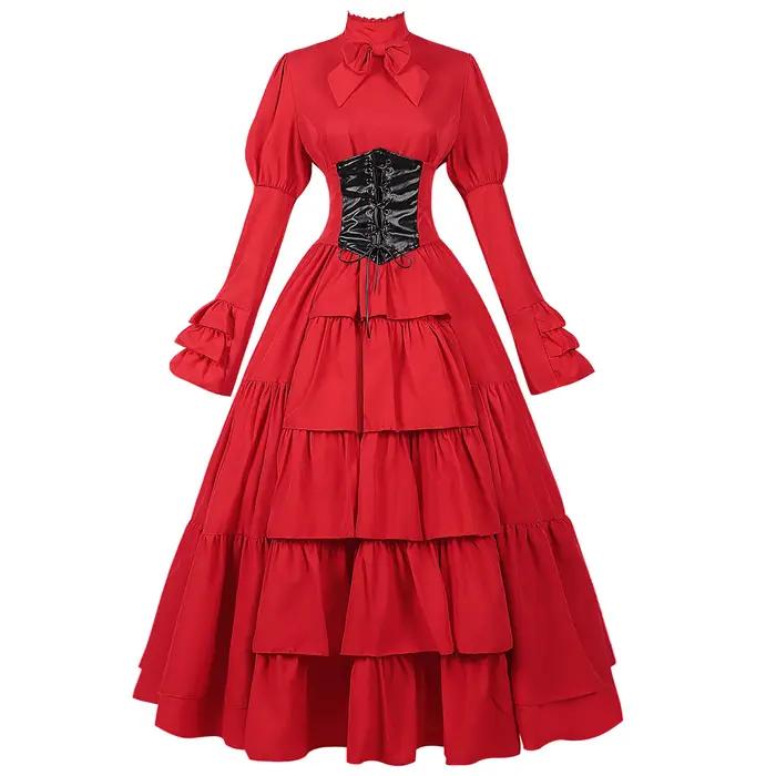 Robe de soirée médiévale victorienne gothique pour femme, robe de bal Renaissance style reine prince