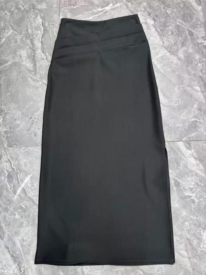 Nouvelle Jupe Longue Femme 2026 France Vintage en Satin Taille Haute Élégante Mode Féminine Bureau D