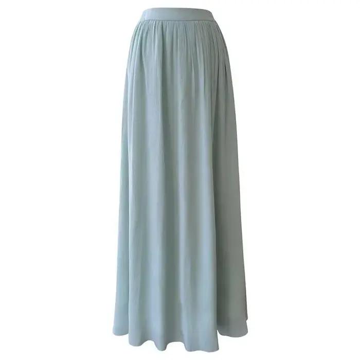 IEQJ – jupe simple plissée à taille élastique pour femmes, jupe trapèze ample à taille haute, longue