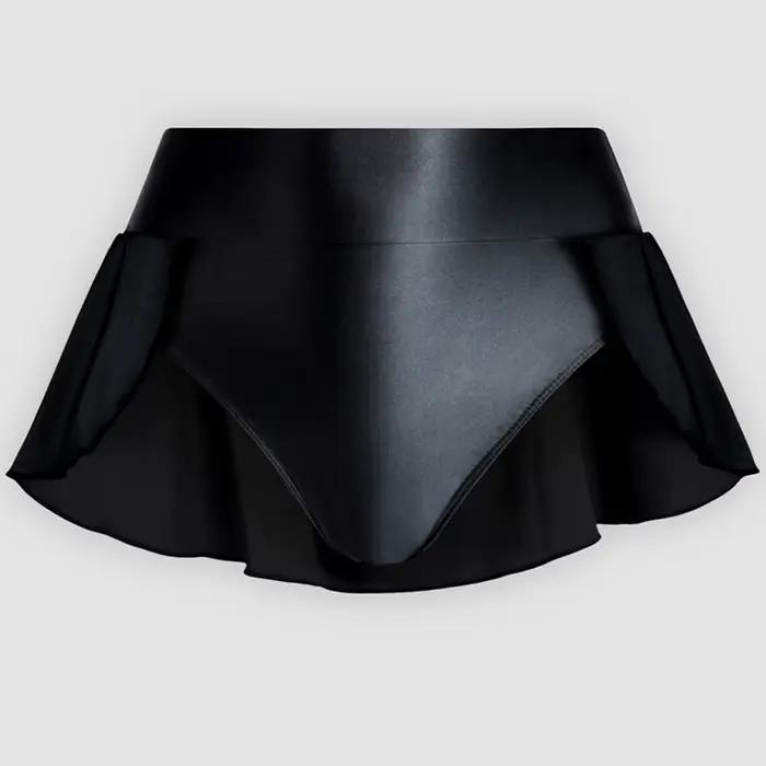 MJINM Mini-jupe de danse sexy en satin brillant et lisse, pour pole dance, gymnastique, aérobic, ave