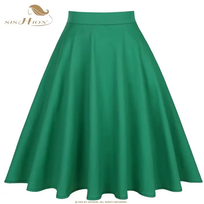 SISHION livraison directe jupe d'été verte VD0020 jupes de patineuse pivotante années 50 60 rétro Vi