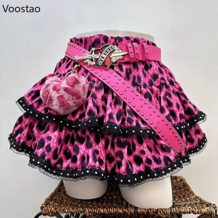 Jupe en jean style Lolita vintage japonaise esthétique Y2K pour femmes, mini-jupe gothique à imprimé