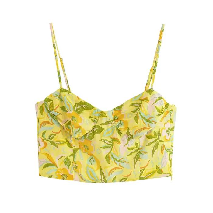 Ensemble haut et jupe taille haute coupe ajustée avec bretelles, design indépendant, tissu polyester