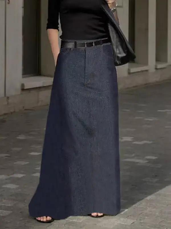 Krisstargirl 2025 été nouvelle mode Denim jupes pour femmes Imitation h-ligne taille haute poches am