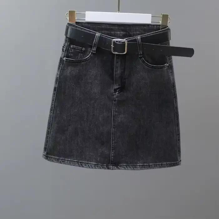 CoAdvantages-Mini jupe courte en jean avec poche pour femme, taille haute, fermeture éclair potelée,