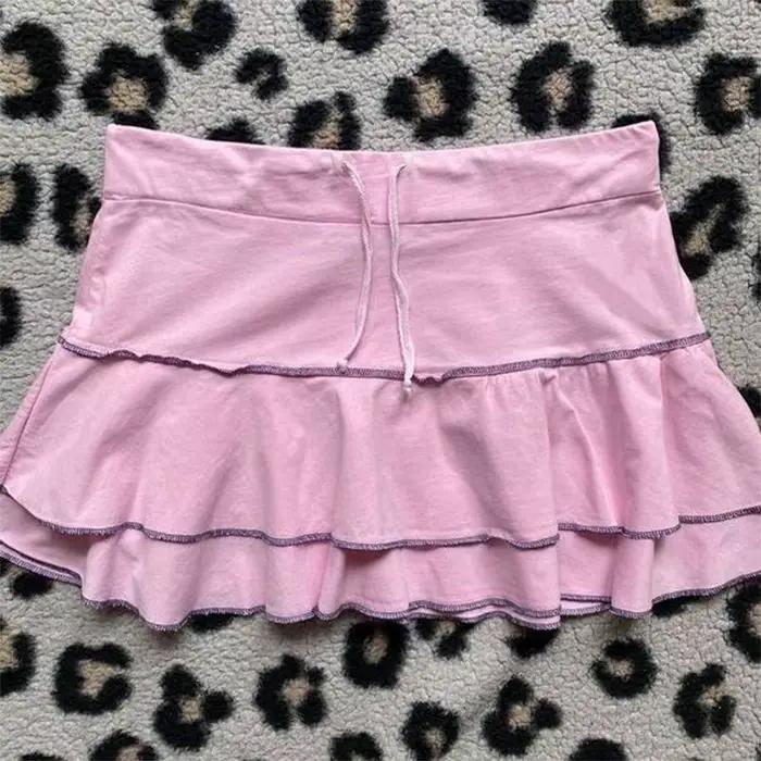 Jupe femme mode Streetwear rose motif à pois sport Style décontracté vintage Y2K Emo filles douce Ha