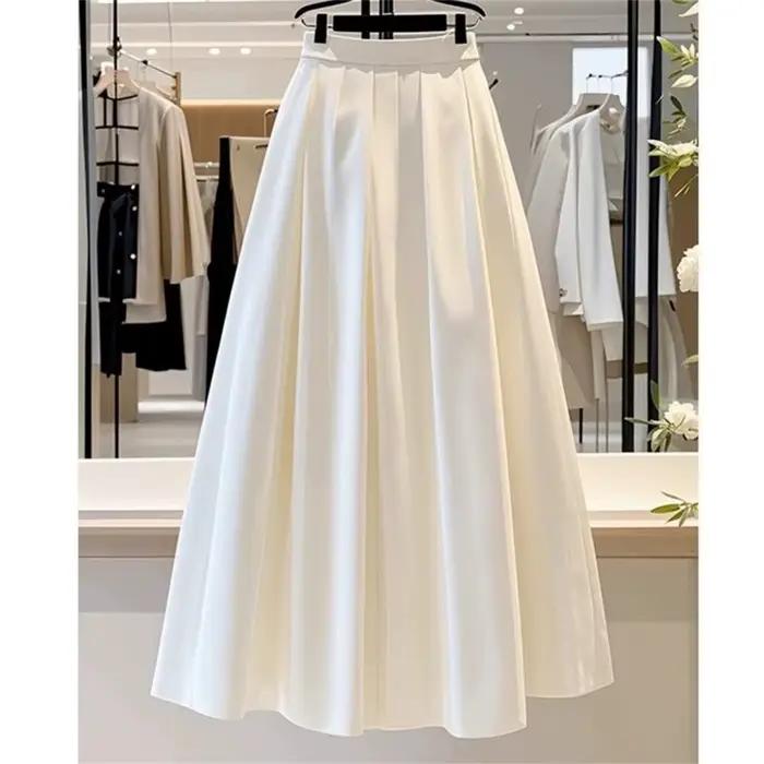 Femmes jupe blanc solide a-ligne printemps été Simple élégant femme Style français mode Vintage jupe