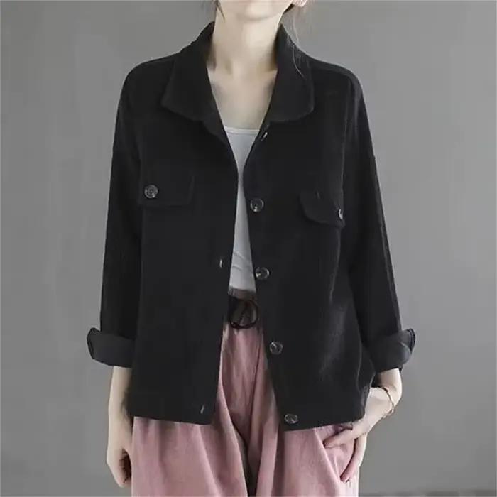 Veste Courte en Velours Côtelé pour Femme Printemps Automne 2026 – Nouvelle Veste Décontractée Ample