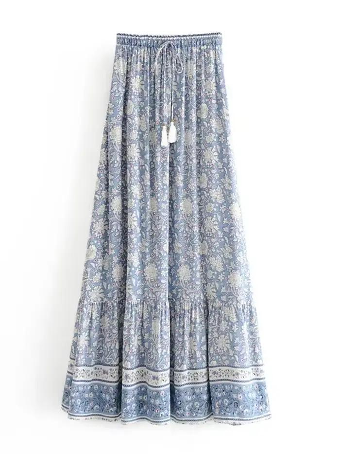 Vintage Chic mode femmes Hippie plage bohème imprimé floral jupes taille haute Maxi a-ligne Boho jup