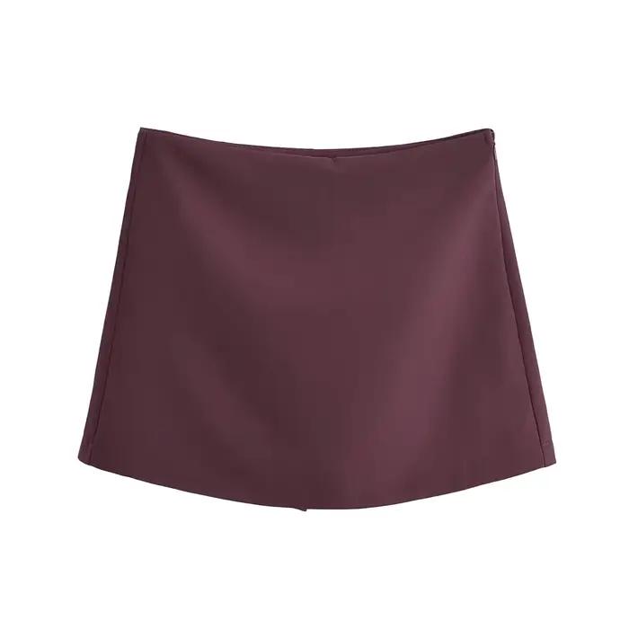 TFMLN nouveau printemps femmes solide jupe mode casual côté fermeture éclair Mini Shorts jupes Vinta