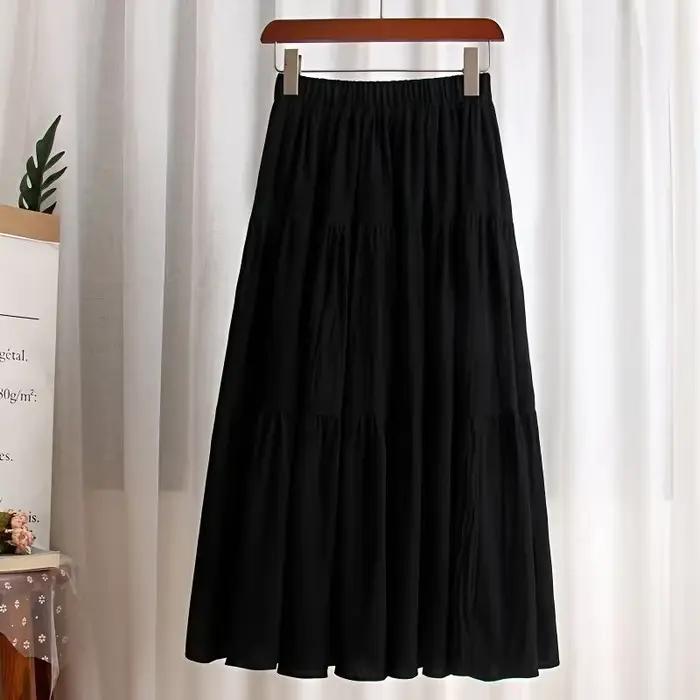 Jupe longue à volants pour femme - Taille élastique, coupe évasée, décontractée