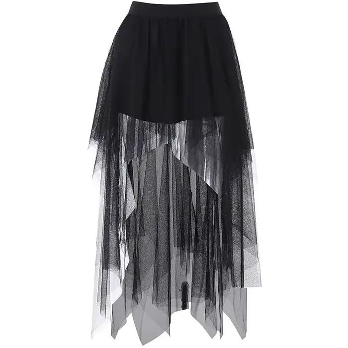 Jupe taille haute en fil de filet irrégulier pour femmes, nouveau Style gothique, jupe décontractée,