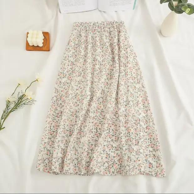 Femme jupe 2025 été nouveau coréen Ins mode tempérament doux Vintage Floral mince polyvalent taille