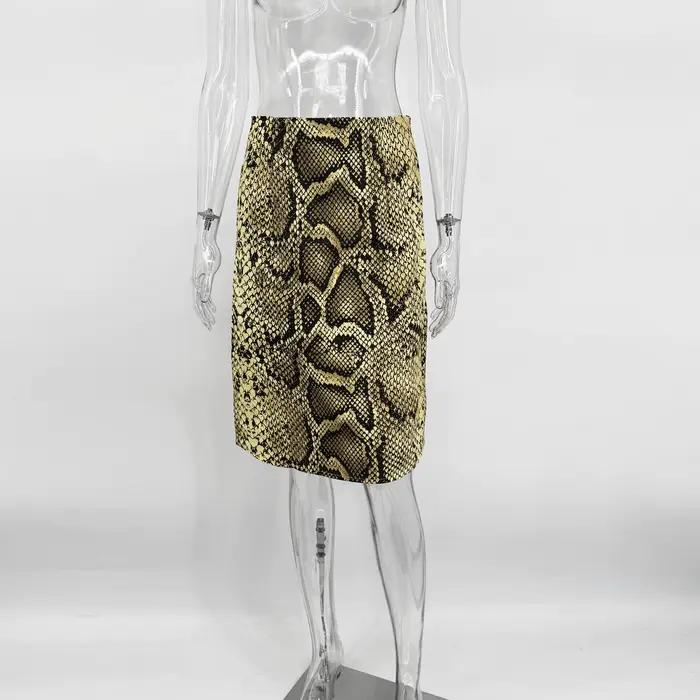 Jupe longue droite à motif serpent TARUXY pour femme, taille haute, coupe ajustée, style streetwear