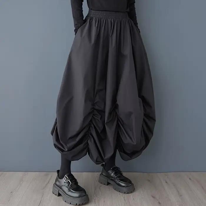 Jupe longue décontractée ample taille haute vintage en coton grande taille pour femme printemps été