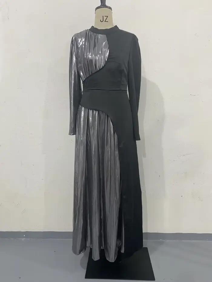 Robe de soirée longue ligne asymétrique, à la mode, encolure haute, robe de bal, célébrité, vêtement