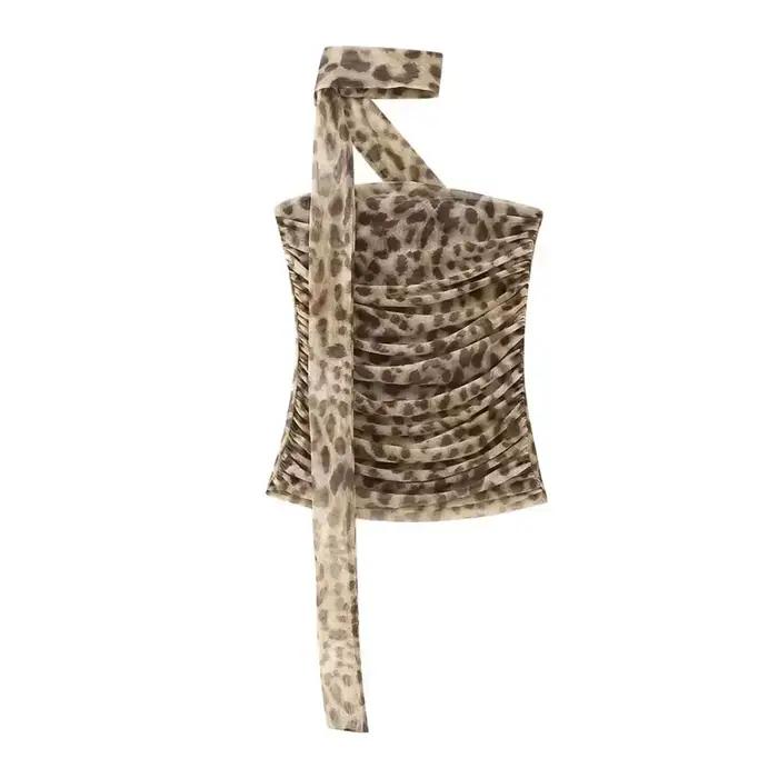 Ensemble jupe midi imprimée léopard HH pour femmes, nouvelle mode, corsets, haut, costume pour femme