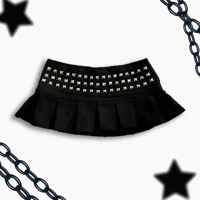 Y2k vêtements gothique Punk clouté Mini jupe Harajuku Sexy Ultra courte Rivet jupe plissée fille cha