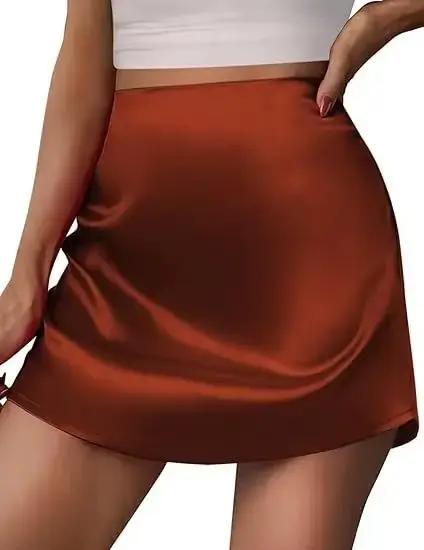 Mini jupe trapèze plissée en Satin taille haute, jupes mi-longues pour femmes, jupes courtes pliées