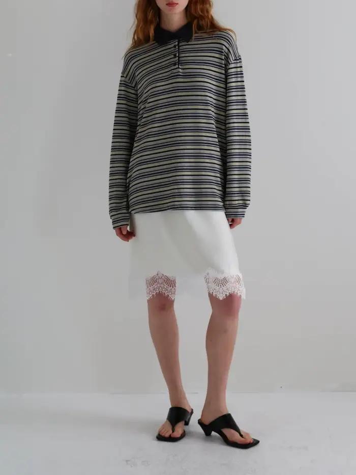 Lamuusaa – Mini jupe en dentelle y2k pour femmes, vêtements de couleur unie, coupe ample, longueur a