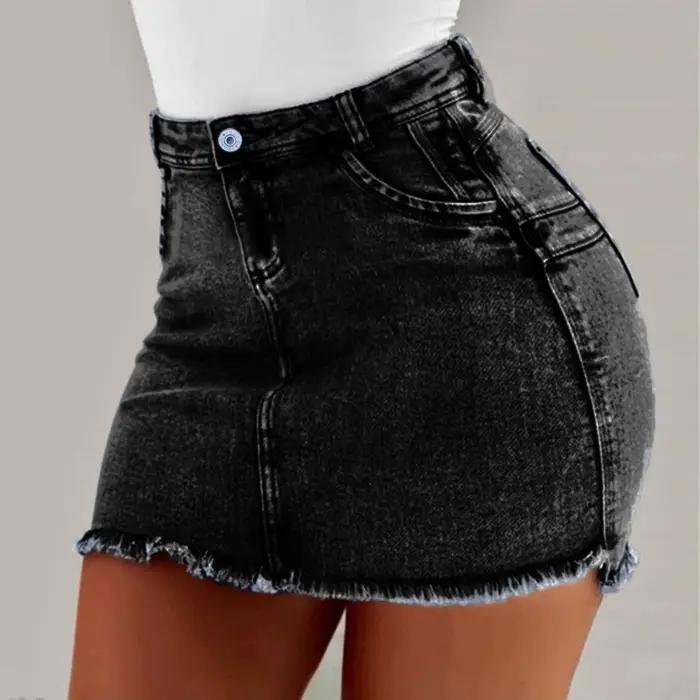 Mini jupe femme lavage Mini femme jupes courtes été femme Sexy jupe en jean jupes pour femmes genou