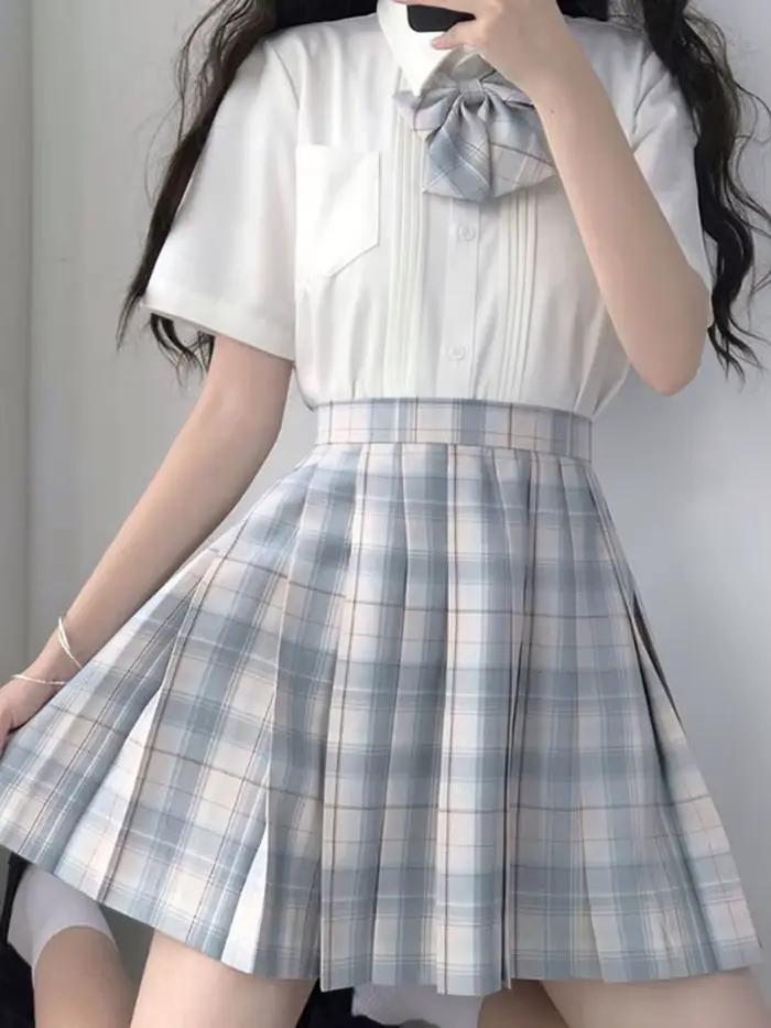 ZOKI Plaid femmes jupe plissée nœud papillon été taille haute Preppy filles danse Mini jupe mignon u