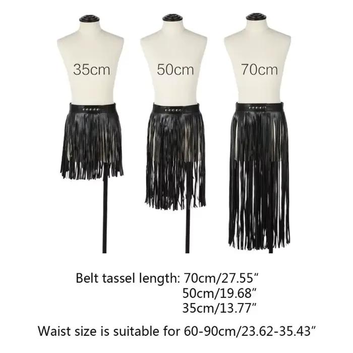 F3MD – jupe à franges en Faux cuir pour femmes, taille haute, harnais avec boutons à pression, robe