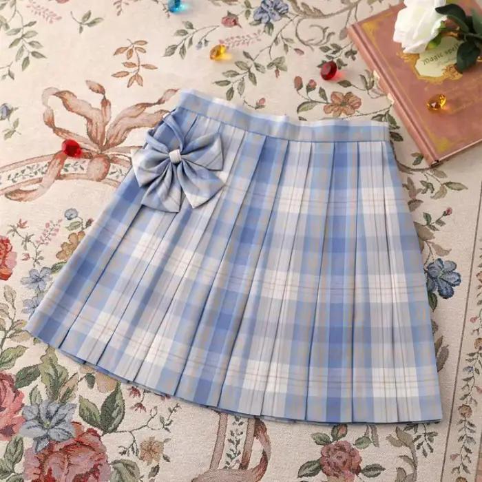 Zoki Jk-Mini jupe plissée à carreaux pour femme, taille haute, bouton sœur, jolie écolière japonaise