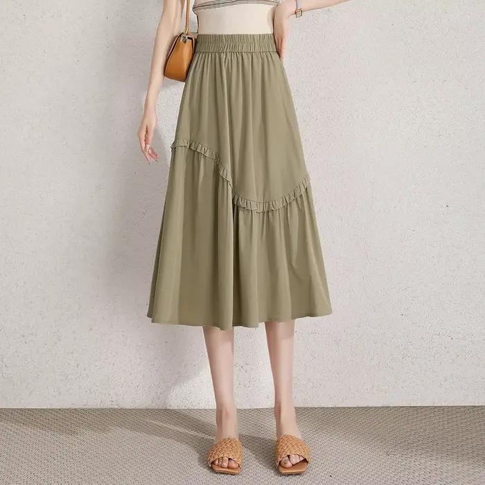 LOUIS YAO jupe trapèze 2025 printemps/été dentelle décoration taille haute taille élastique concepti