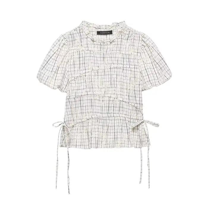 Ensemble jupe taille haute pour femme, nouvelle collection printemps, haut à col volanté et jupe éva