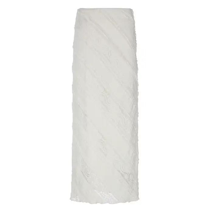 Jupe élégante en dentelle Jacquard sergé pour femmes, rétro, Slim, blanche, moulante aux hanches, lo