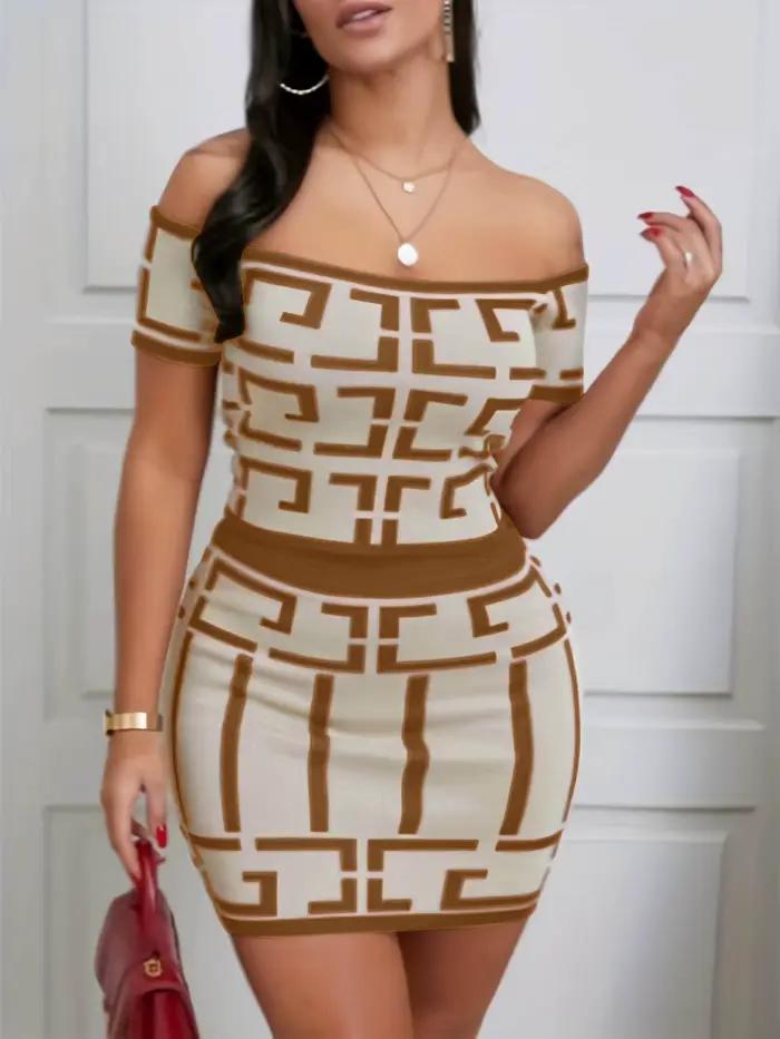 Ensemble haut court et jupe courte moulante pour femme, jupe imprimée, une ligne, col, mode streetwe