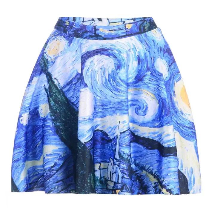 Tutu patineuse imprimée galaxie ciel étoilé bleu pour femmes, Mini jupe plissée, fille Sexy, nouvel