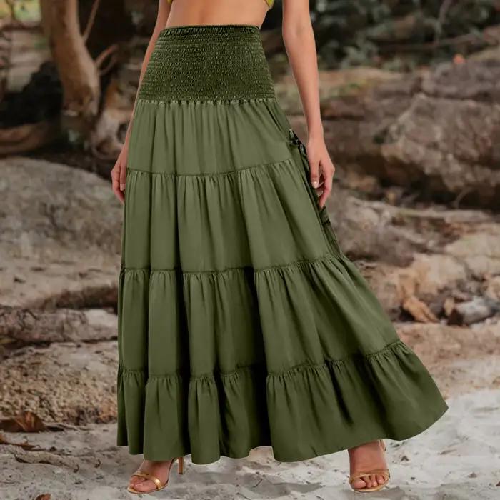 Boho fée jupes femmes à plusieurs niveaux Convertible robe bustier avec poches Vintage Hippie gitane