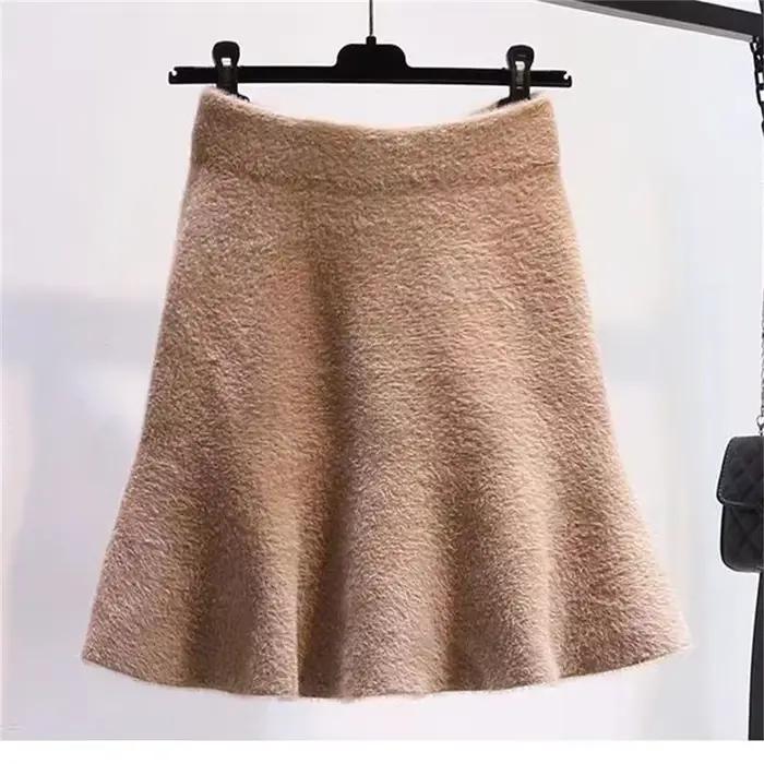 Mini jupe taille haute All-Match pour femme, monochromatique, ligne A, simple, vintage, vêtements él