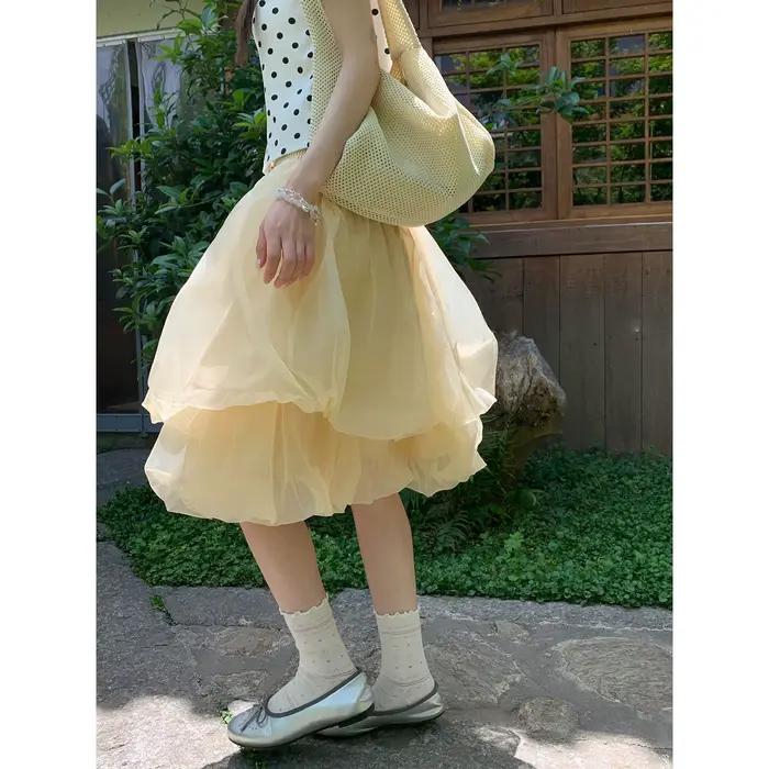 Jupe bouffante 3D double couche couleur bonbon pour femme, nouvelle collection été 2026