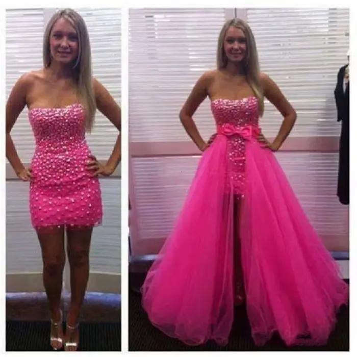Jupe longue en Tulle rose vif, Sexy, Fuchsia, détachable, pour robes de soirée, longueur au sol, jup