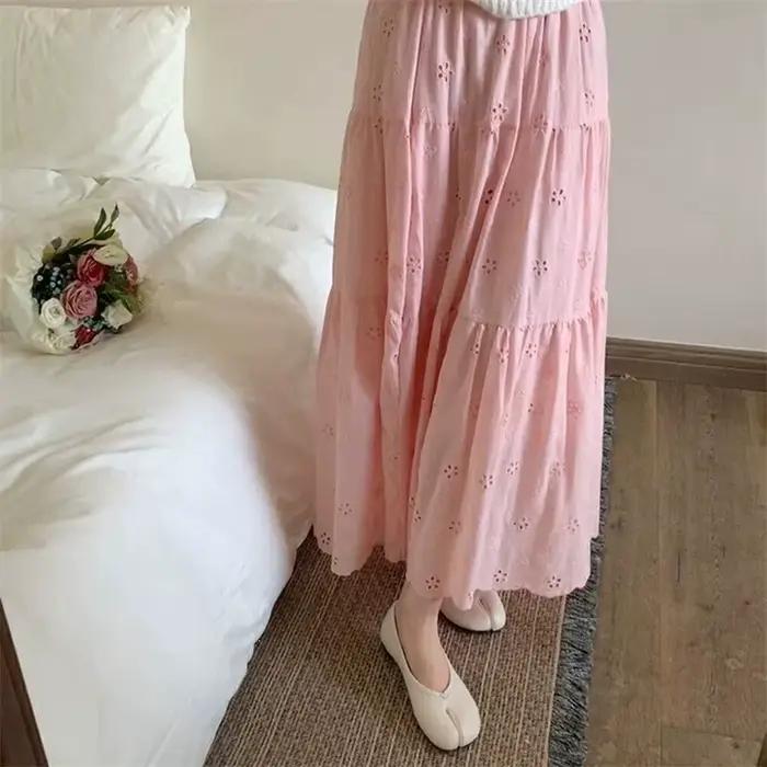 Jupe courte rose taille haute évasée pour femme, style délicat, nouvelle collection été, amincissant