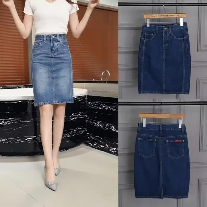 Jupes pour femmes Midi Denim jusqu'aux genoux longueur