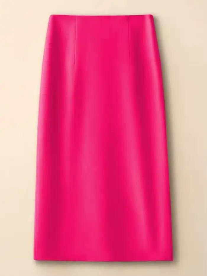 Jupe droite élégante pour femmes en polyester taille haute mi-longue pour tenue de bureau décontractée et occasions spéciales