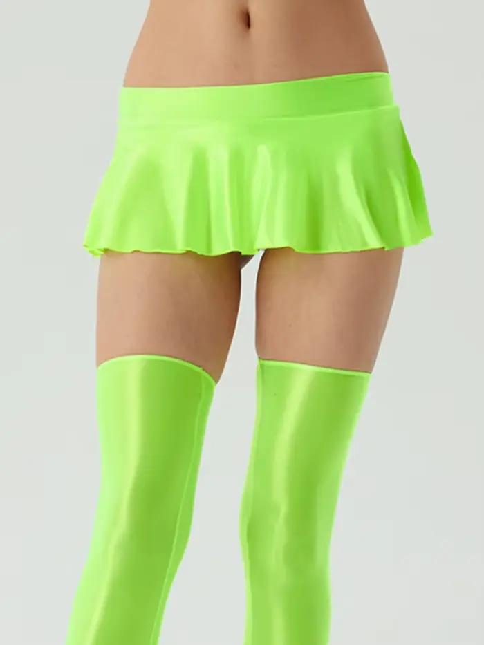 Femmes Sexy Satin brillant plissé Micro Mini jupe couleur bonbon douce filles danse