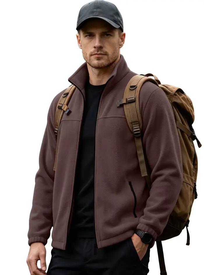 Veste polaire pour hommes, nouvelle collection automne-hiver 2026, fermeture éclair, col montant, manteau chaud pour sports de plein air, style américain décontracté