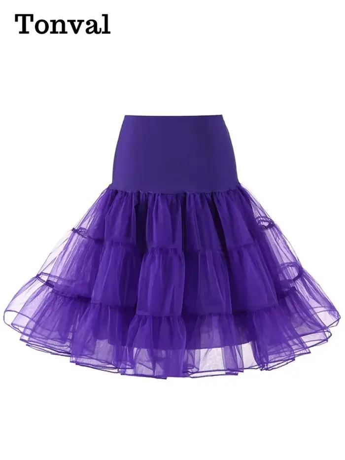 Tonval plissé Vintage Voile sous-jupe Ballet Tutu jupes pour femmes 50s rétro jupe mariage élégant fête jupon
