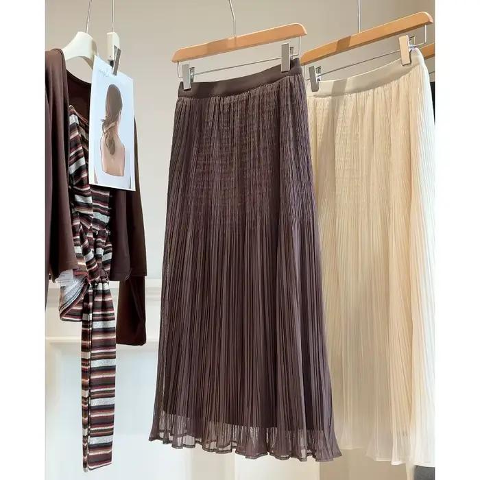 Jupe plissée taille haute en maille pour femme