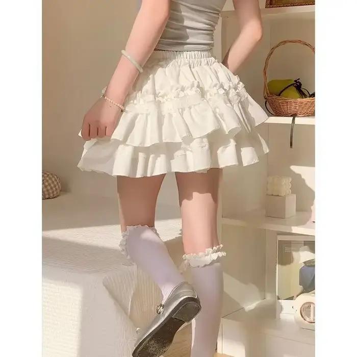 Jupe courte plissée multicouche style ballet en dentelle pour femme