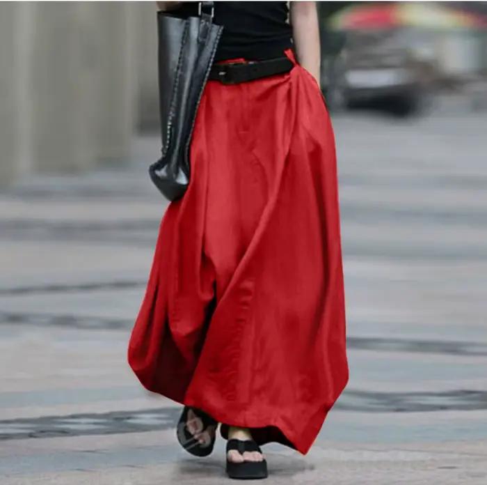 Jupe longue trapèze pour femmes élégante décontractée polyester été 2026 plage bureau occassions spéciales