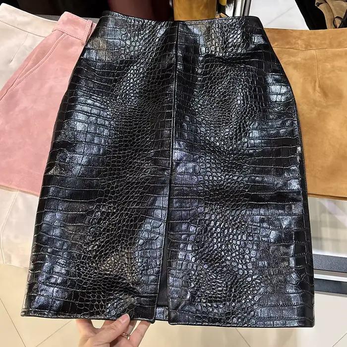 Jupe crayon en daim véritable YOLOAgain pour femme