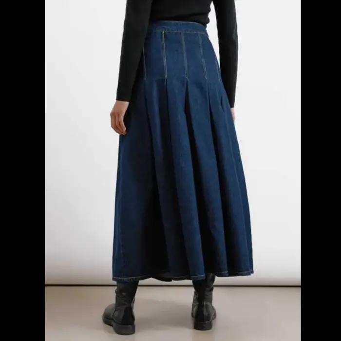 Jupe en jean plissée taille haute pour femmes grandes tailles