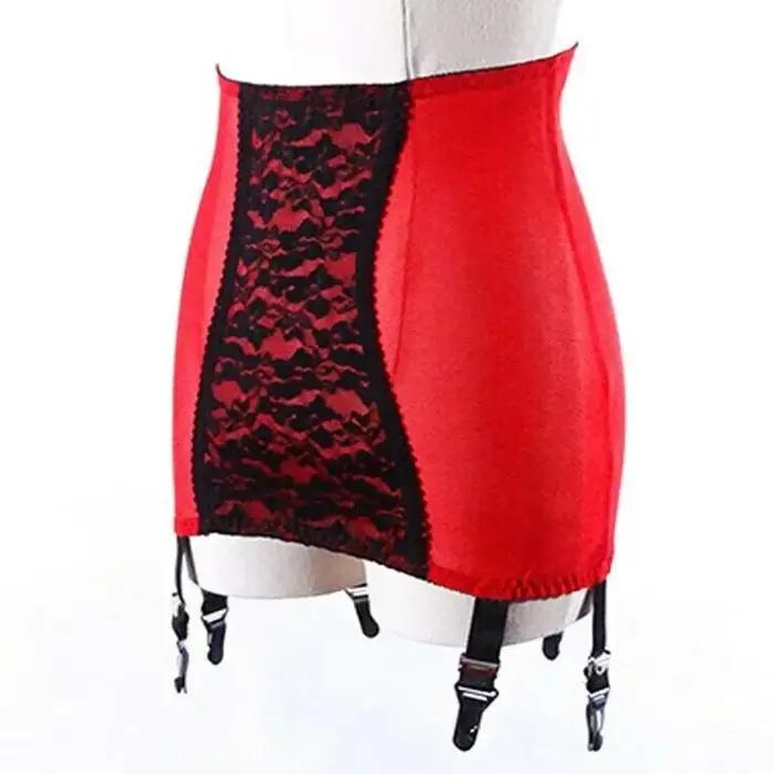 Jupe transparente en dentelle rouge/noire pour femmes