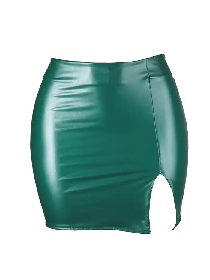2025 femmes en cuir nuit Clubwear jupes été couleur Pure